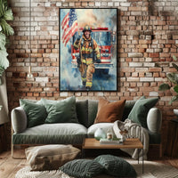 smiling firefighter Poster