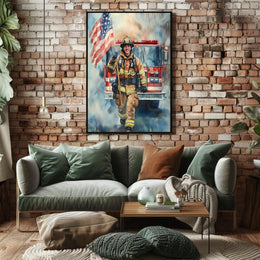 smiling firefighter Poster