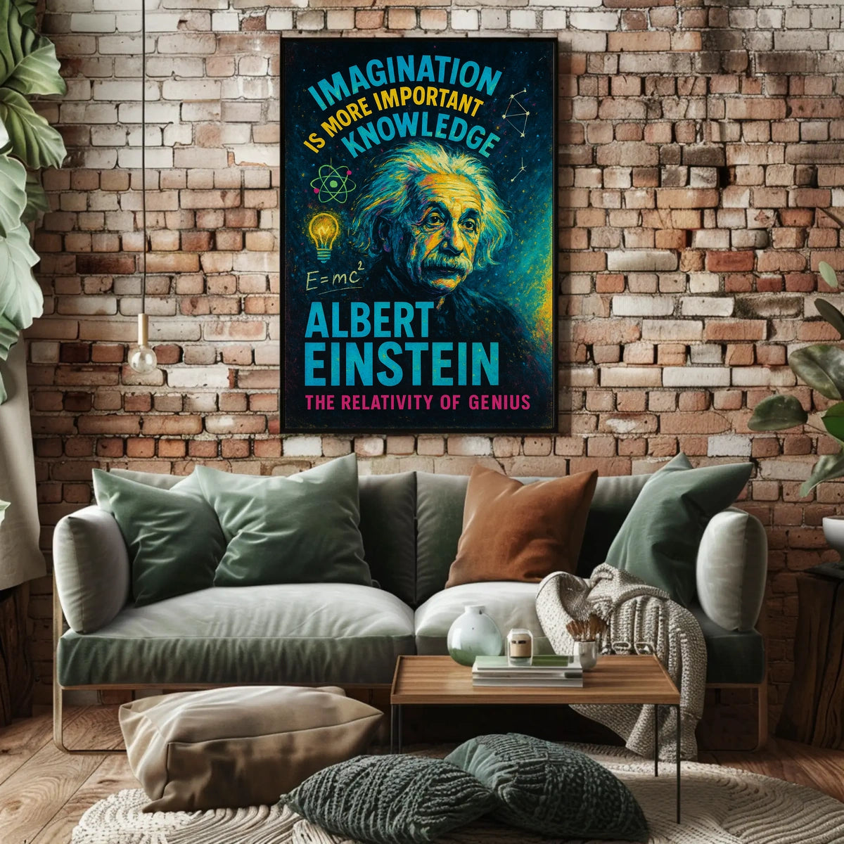 Albert Einstein Imagination Knowledge Inspirational Poster Art