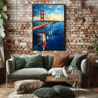 Golden Gate Bridge Sunset Scenic Artwork Home Decor Poster
