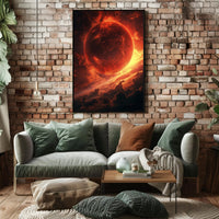 Fiery Cosmic Planet Sci-Fi Art Poster PosterGoat