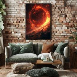 Fiery Cosmic Planet Sci-Fi Art Poster PosterGoat
