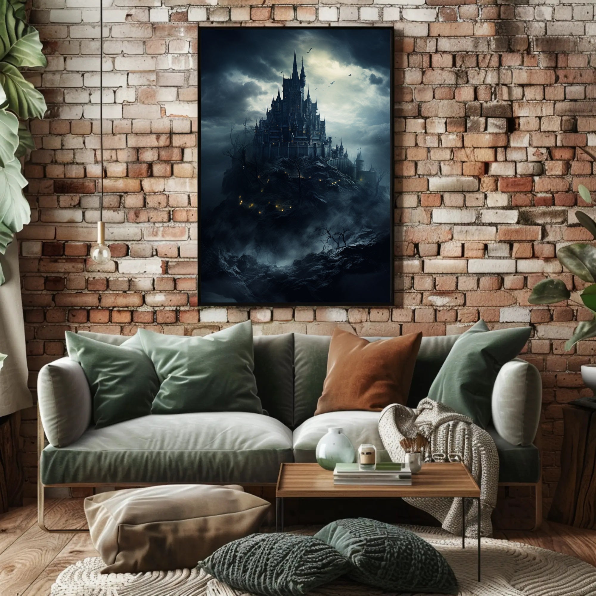 Mysterious Castle On A Stormy Night Poster