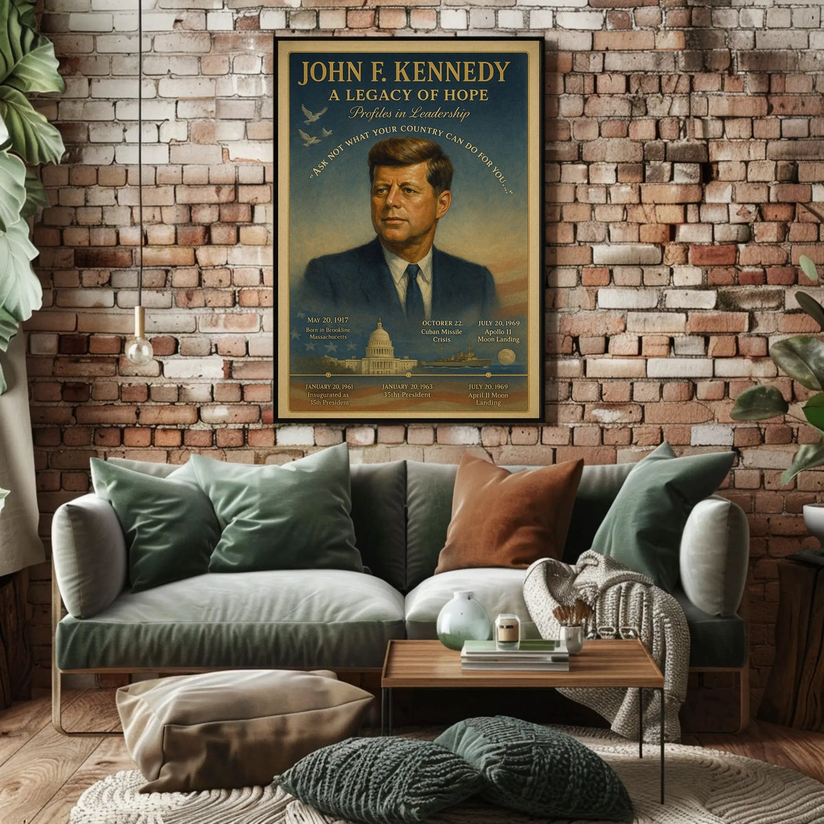 John F. Kennedy Legacy Vintage Patriotic Poster Print