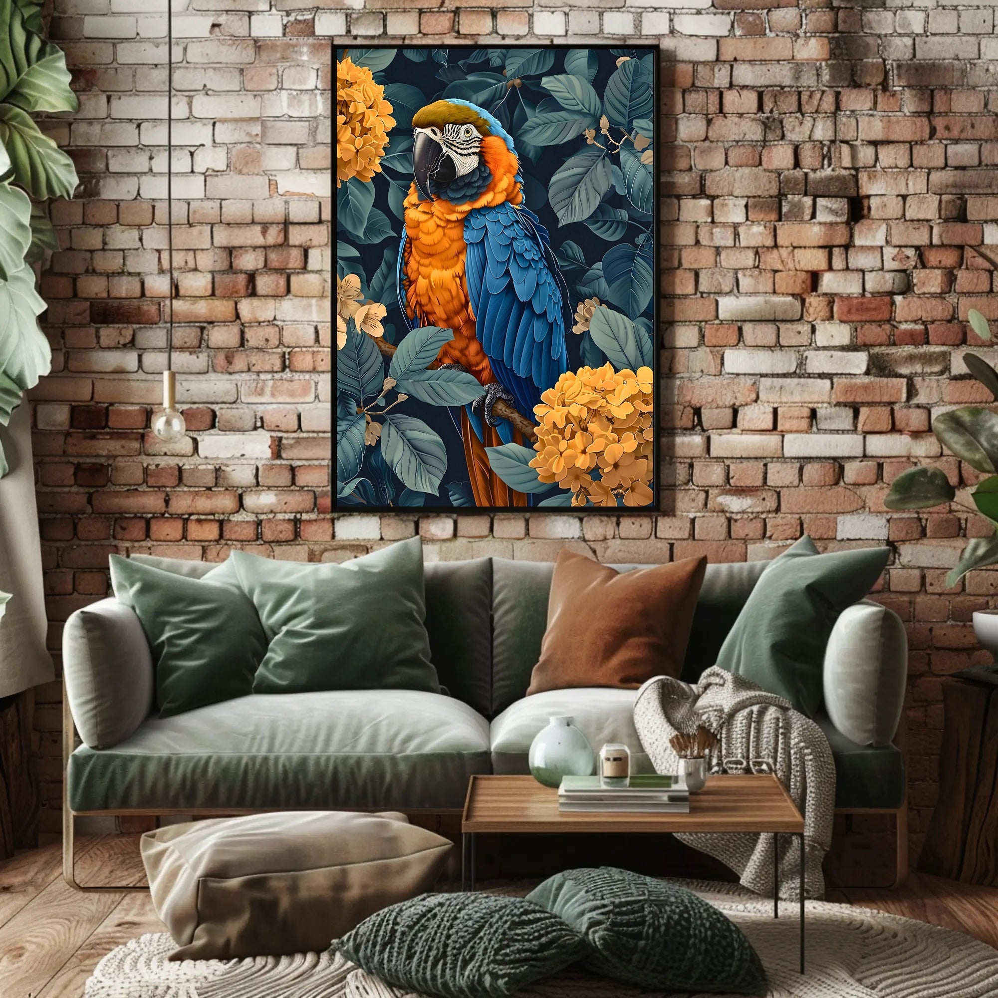 Vibrant Parrot Floral Paradise Wall Art