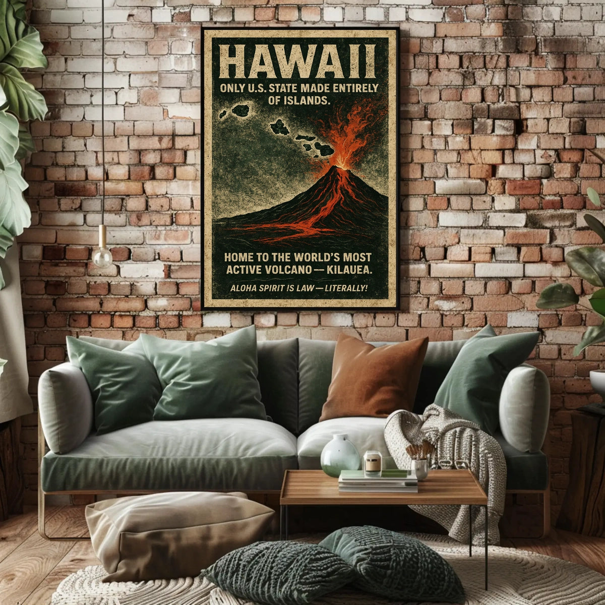 Hawaii Volcano Vintage Adventure Poster Art Print
