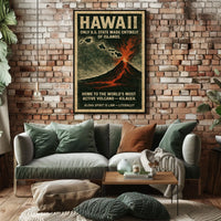 Hawaii Volcano Vintage Adventure Poster Art Print