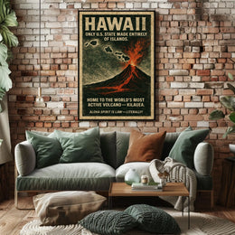 Hawaii Volcano Vintage Adventure Poster Art Print