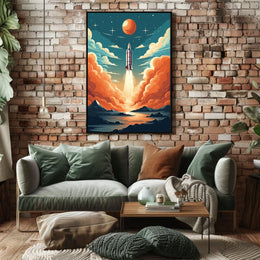 Rocket Launch Against Cosmic Backdrop Space or Astronomy Poster