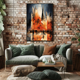 Majestic City Skyline Explored: Abstract, Artistic Poster