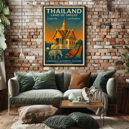 Thailand Vintage Travel Poster for Cultural Heritage Enthusiasts