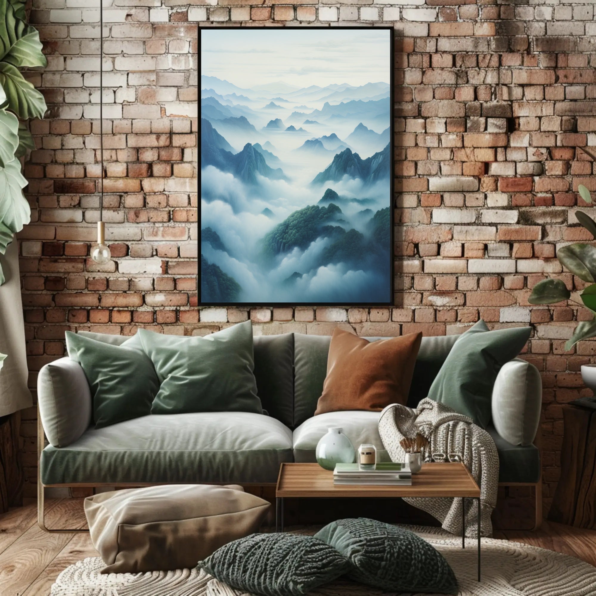 Serene Mountain Landscape Artwork with Tranquil Nature Poster