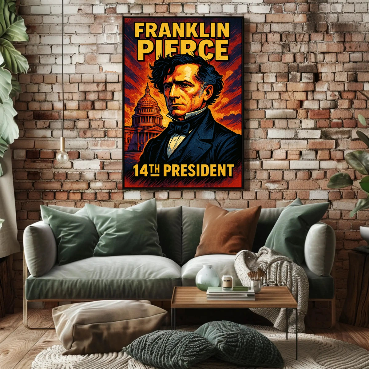 Franklin Pierce 14th President Poster Vintage Wall Art