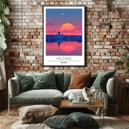 Helsinki Sunset Cityscape Poster Urban or Cityscape Poster