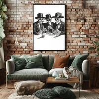 Skeletons in Suits Black-and-white Illustration Poster
