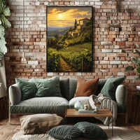 Italian Countryside Vineyard Landscape Travel Poster
