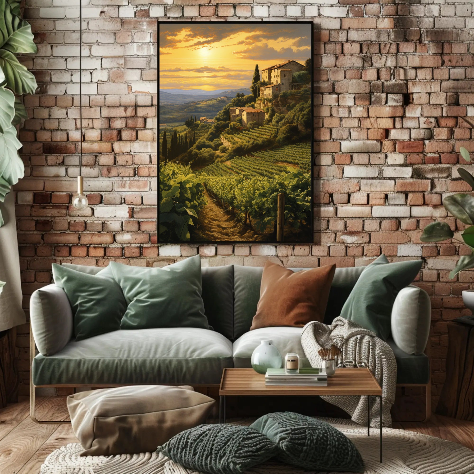 Italian Countryside Vineyard Landscape Travel Poster