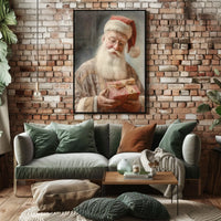 Santa Claus With A Gift Poster