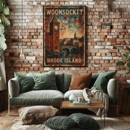 Woonsocket Rhode Island Watercolor Heritage Poster