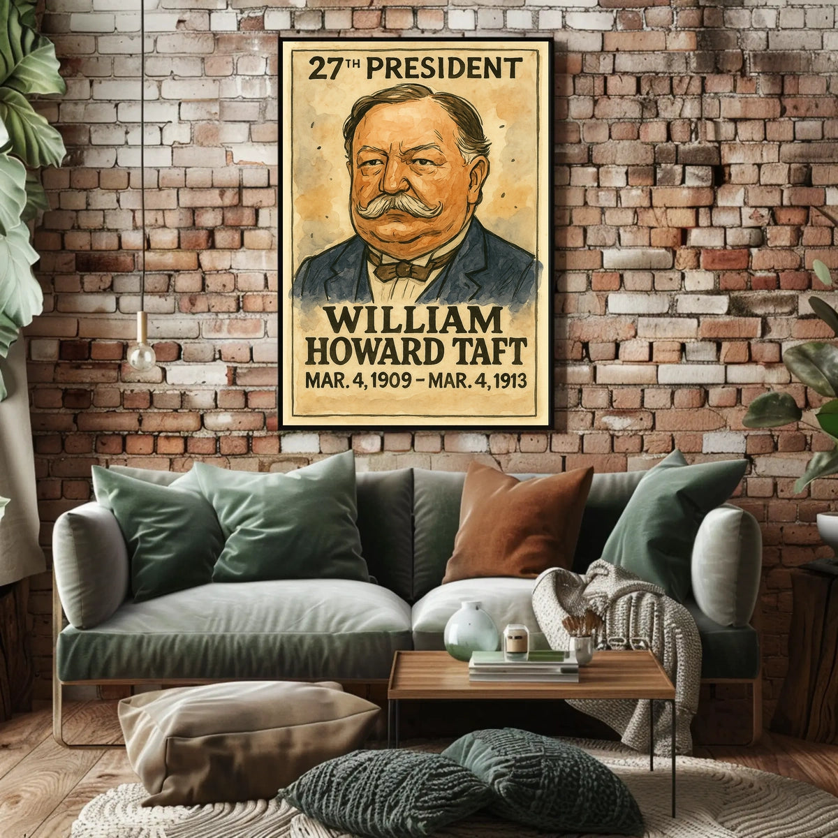 William Howard Taft 27th President of the United States Exaggerated Cartoon Sketch Poster