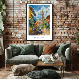 Nicaragua Street Scene Modern Artwork Cultural or Heritage Poster PosterGoat