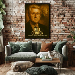 Bill Clinton Poster Vintage Analog Film Aesthetic Presidential Portrait Wall Art Print USA History