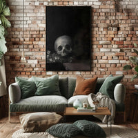 Dark Skull with Flowers: Classical Vanitas Artistic Poster PosterGoat