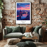 Romantic Twilight Prague View Urban or Cityscape Poster