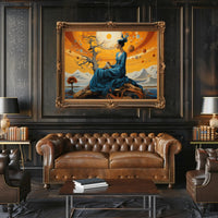 Celestial Dreamscape: Enchanted Woman in Cosmic Fantasy Poster