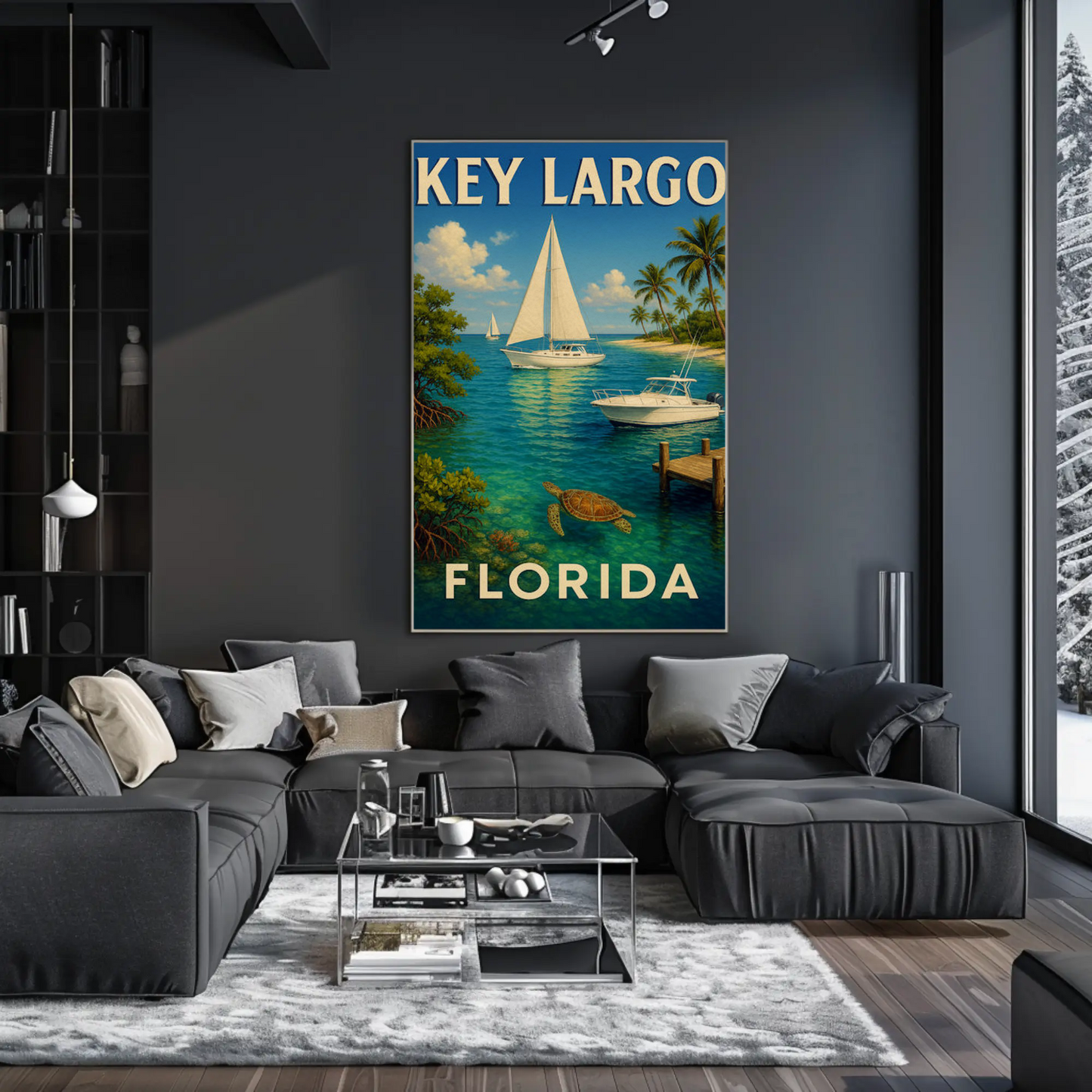 Key Largo Florida Tropical Boats Beach Poster