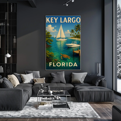 Key Largo Florida Tropical Boats Beach Poster