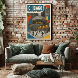 Scenes Of Chicago Heart Of Winter Cityscape Wall Poster
