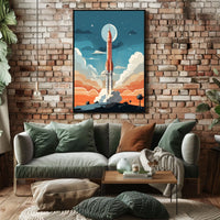 Rocket Launch Adventure: Vintage Space or Astronomy Poster