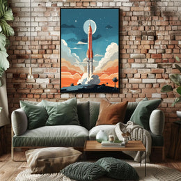 Rocket Launch Adventure: Vintage Space or Astronomy Poster