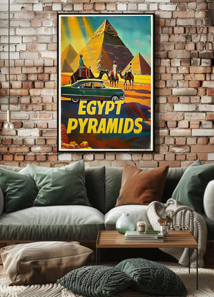 Iconic Pyramids of Egypt Vintage Travel Poster
