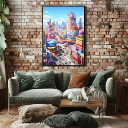 Futuristic Cityscape with Flying Cars Sci-Fi Poster