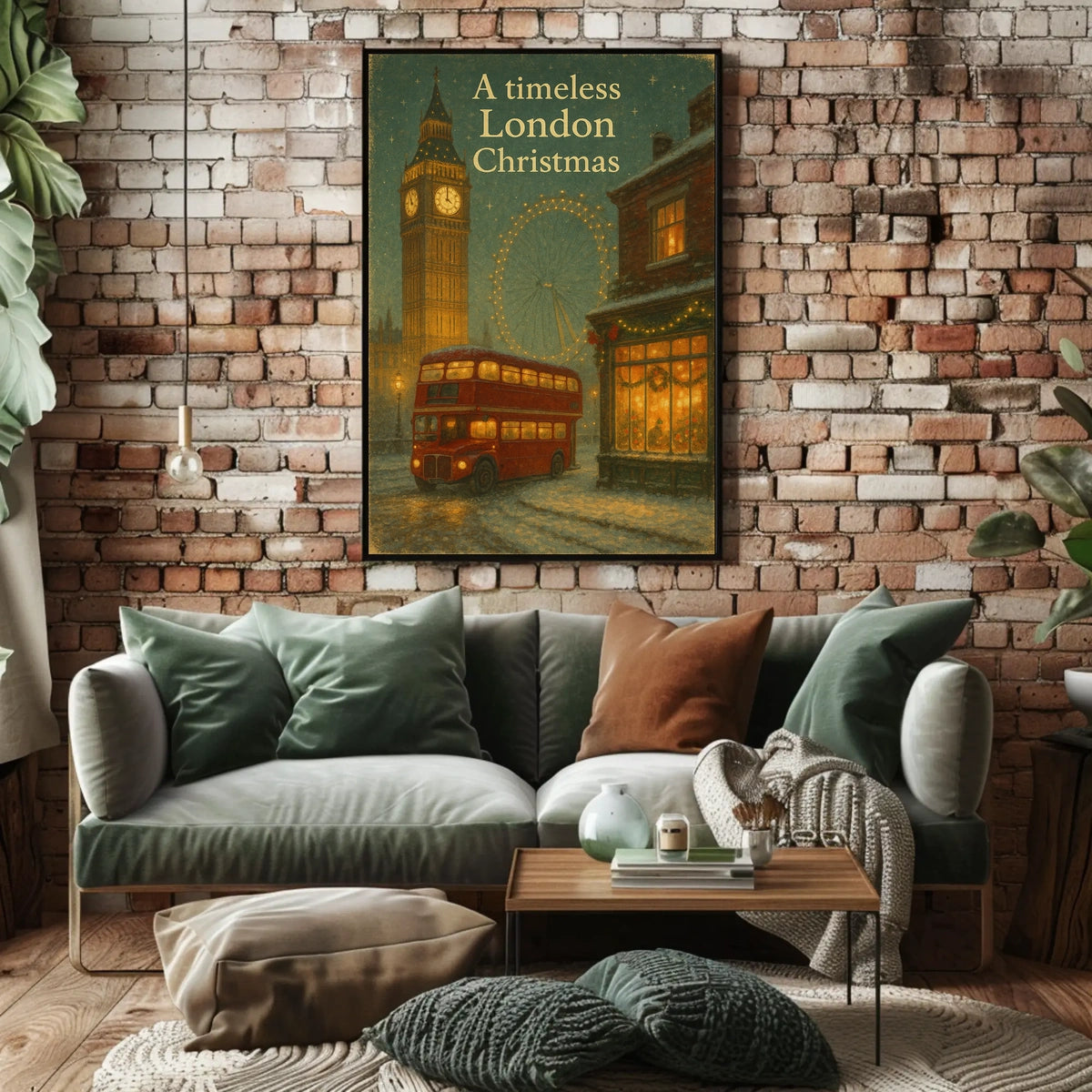 London Christmas Timeless Vintage Cityscape Travel Lovers Holiday Decor Museum Quality Poster