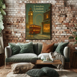 London Christmas Timeless Vintage Cityscape Travel Lovers Holiday Decor Museum Quality Poster