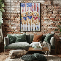 Charming Trio Of Golden Retriever Puppies Artwork Poster