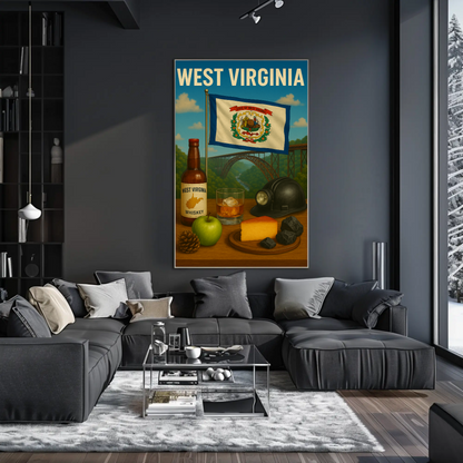 West Virginia Coal Whiskey Cheese Apple Bridge Travel Poster
