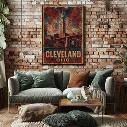 Cleveland Terminal Tower Vintage Travel Poster