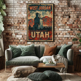 Vintage West Jordan Utah Rustic Travel Collectors Poster