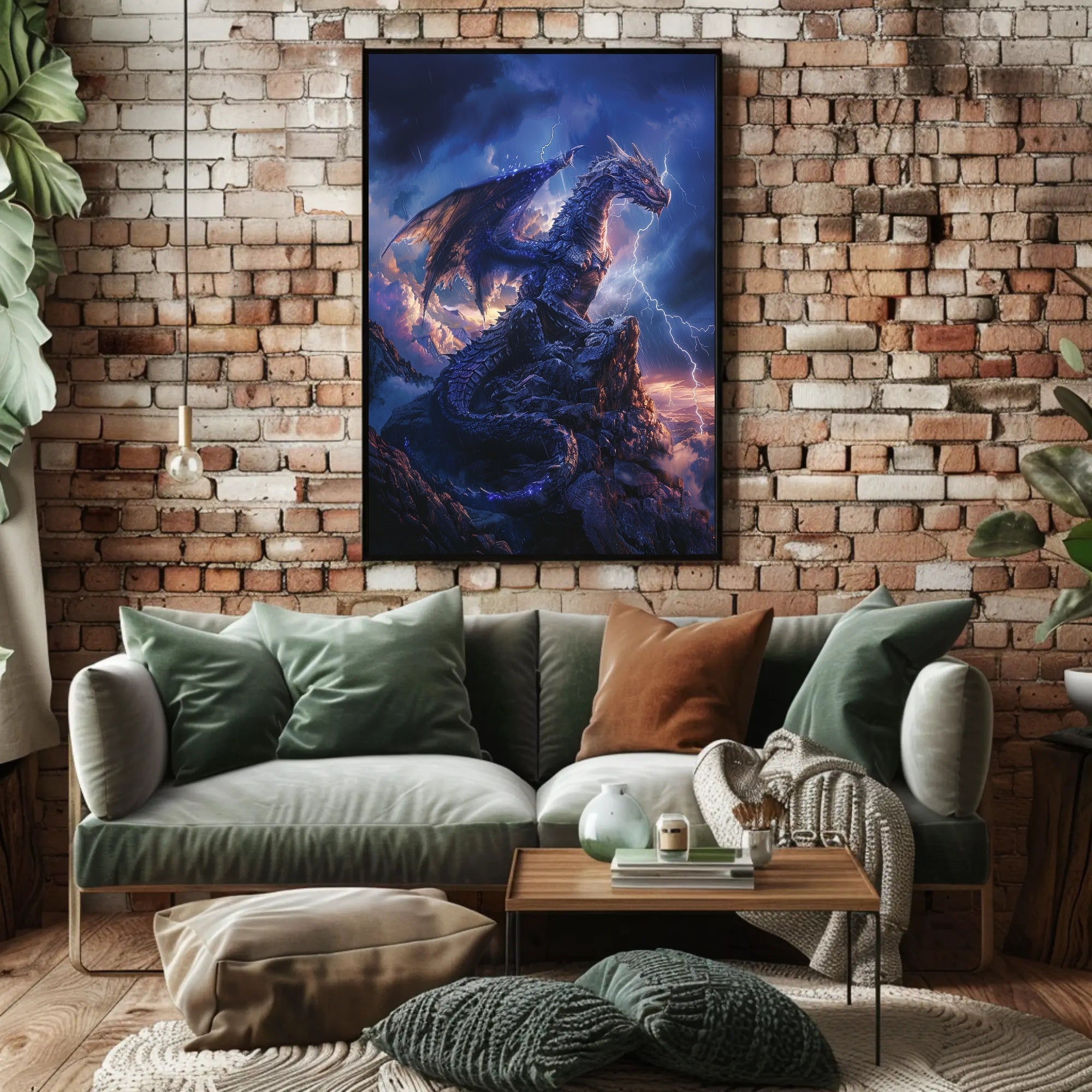 Majestic Blue Dragon Photorealistic Fantasy or Mythology Poster PosterGoat