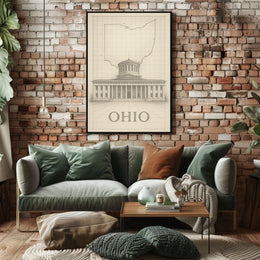 Ohio State Capitol Blueprint Poster