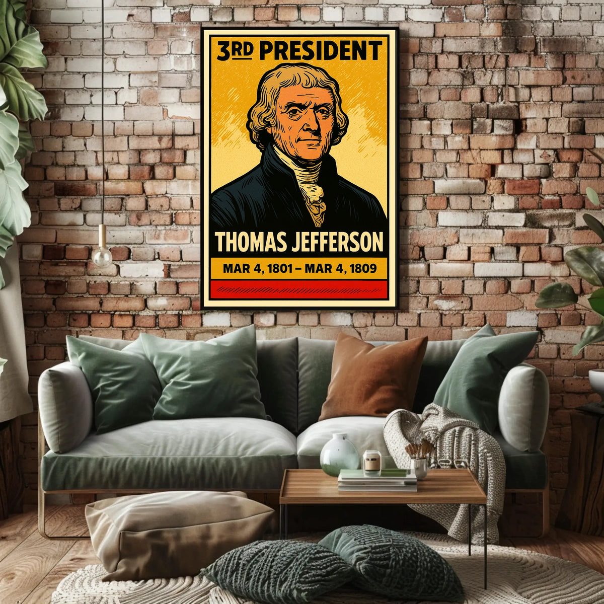 Thomas Jefferson 3rd President of the United States Inked Comic Style Poster