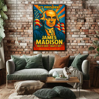 James Madison 4th President of the United States Colorful Comic Book Style Poster