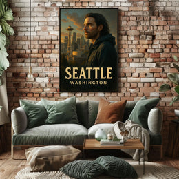Seattle Skyline Portrait Poster