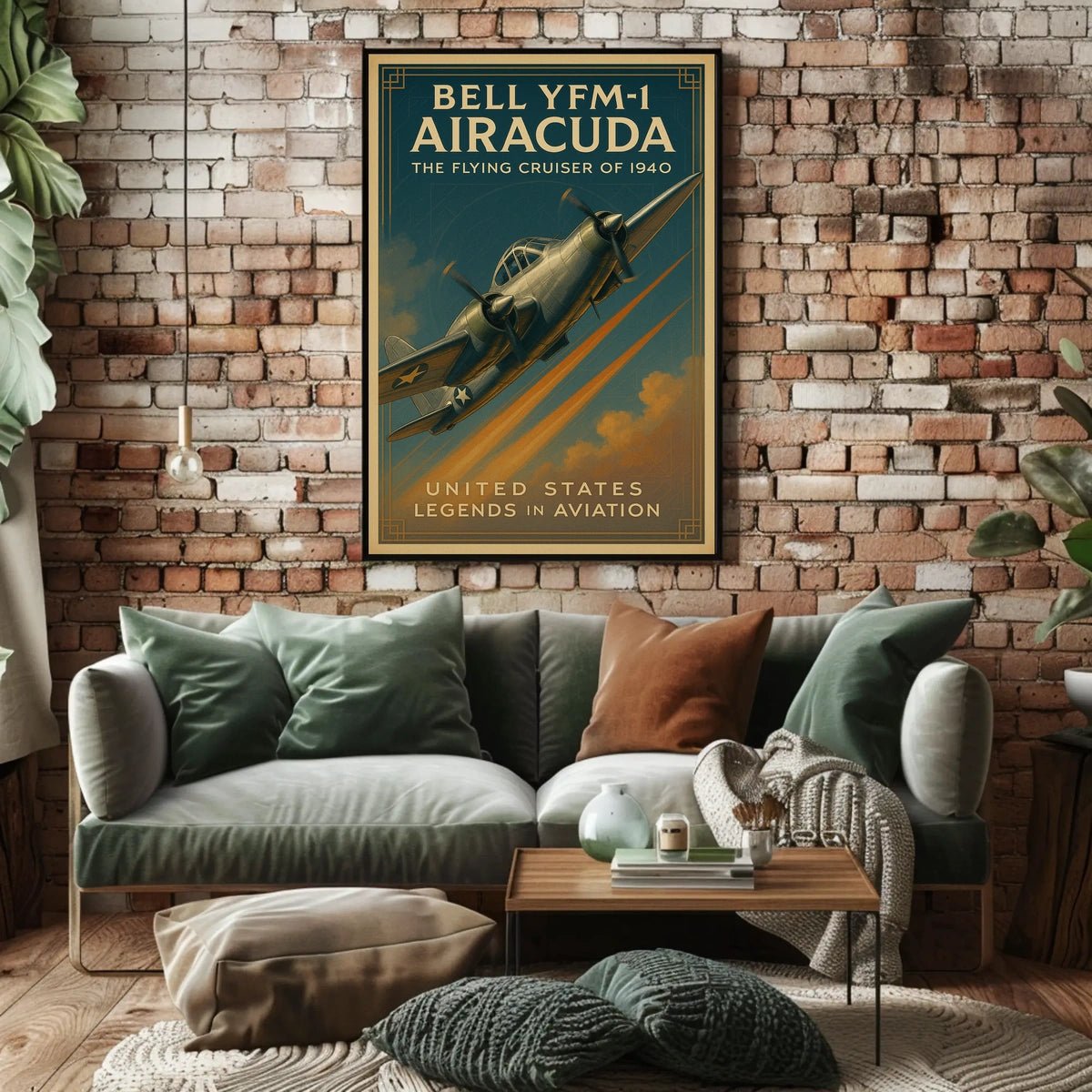 Bell YFM-1 Airacuda Vintage Aviation Poster Print