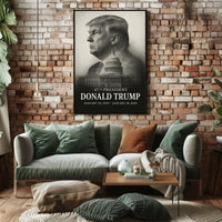 Trump Guardian Democracy Grayscale Portrait Capitol Dome American Flag Classical Art Poster