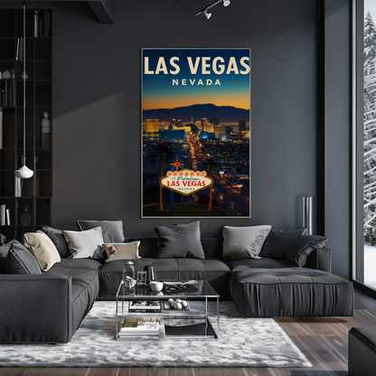 Night View Las Vegas Nevada Strip Lights Poster